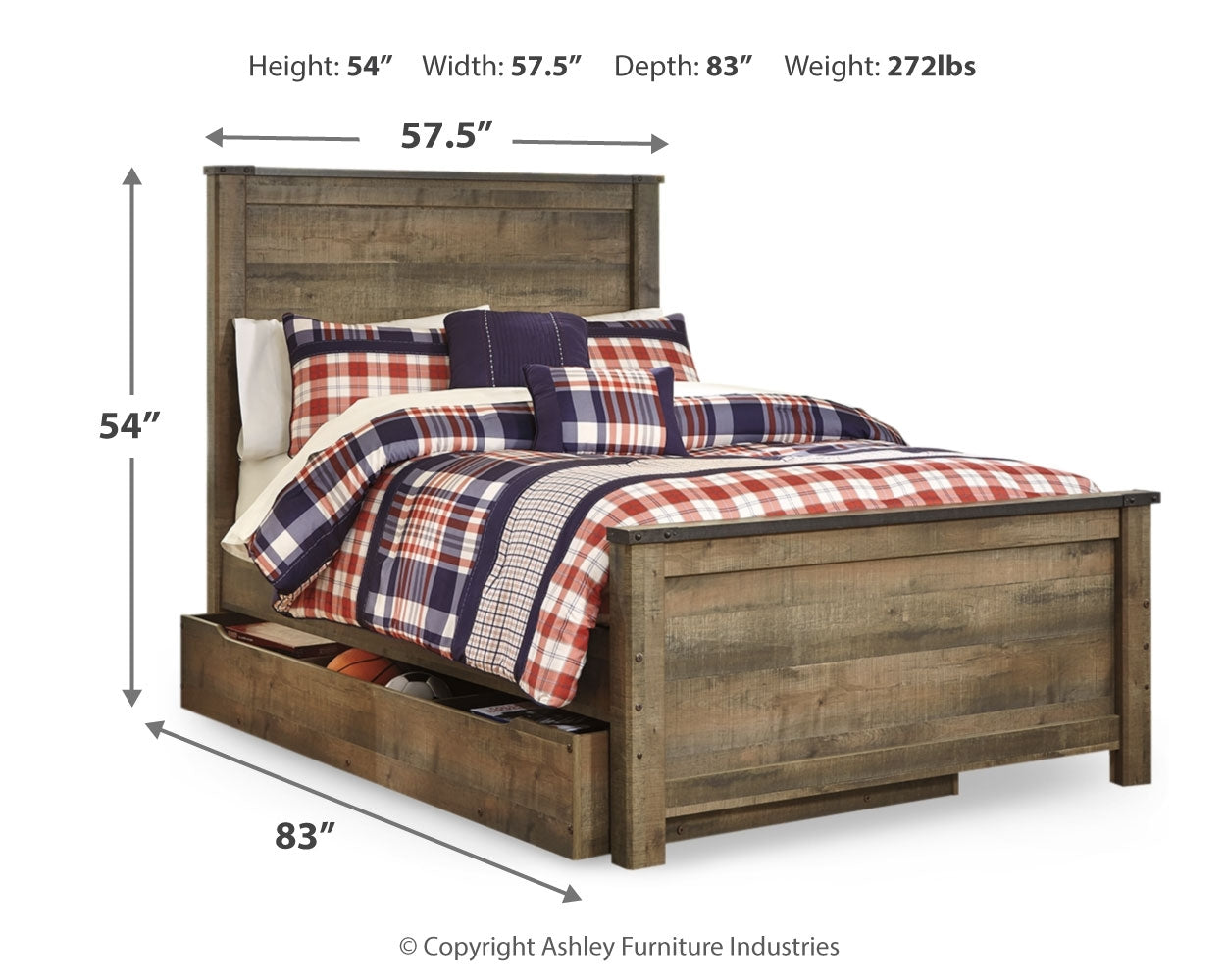 Trinell Full Panel Bed with 1 Large Storage Drawer