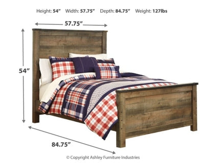 Cama completa Trinell con panel, tocador, espejo y mesita de noche