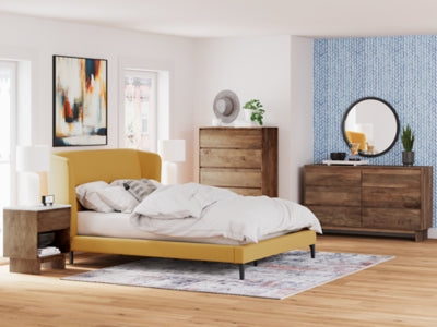 Cama tapizada Queen Maloken con listones enrollables