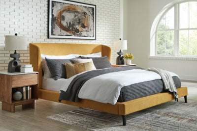 Maloken King Upholstered Bed with Roll Slats