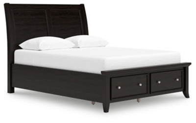 Cama Queen tipo trineo con espacio de almacenamiento Bambori