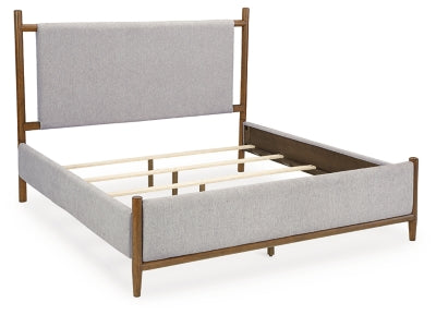 Lyncott California King Upholstered Bed, Dresser and Mirror