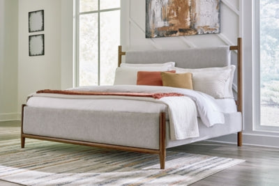 Lyncott California King Upholstered Bed, Dresser and Mirror