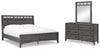 Cama Queen Montillan con paneles, cómoda y espejo