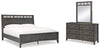Cama King con paneles, cómoda y espejo Montillan