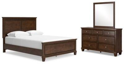 Cama Queen con paneles, tocador y espejo Danabrin