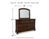 Cama Porter California King con paneles, tocador y espejo
