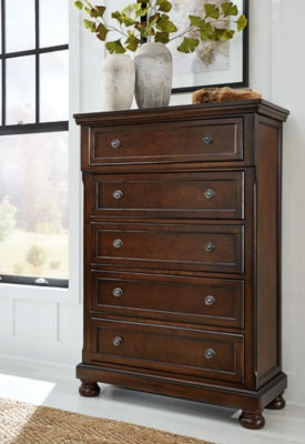 Porter California King Panel Bed, Dresser, Mirror and Chest