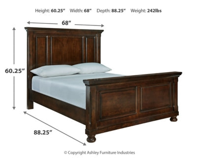 Cama Porter Queen con paneles, tocador, espejo y mesita de noche