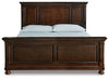 Cama Porter California King con paneles, tocador, espejo, cómoda y dos mesitas de noche
