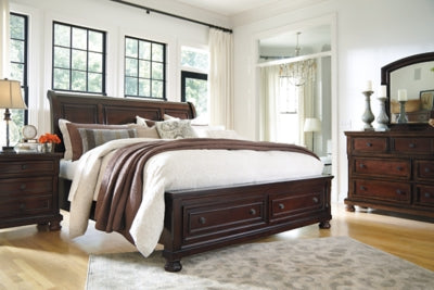 Cama tipo trineo Porter Queen con espacio de almacenamiento