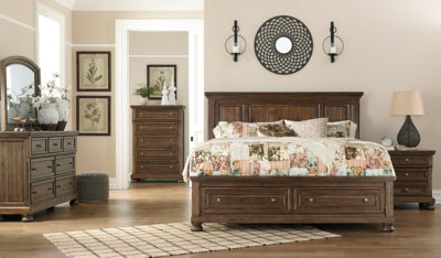 Cama California King con paneles y dos cajones de almacenamiento de Flynnter