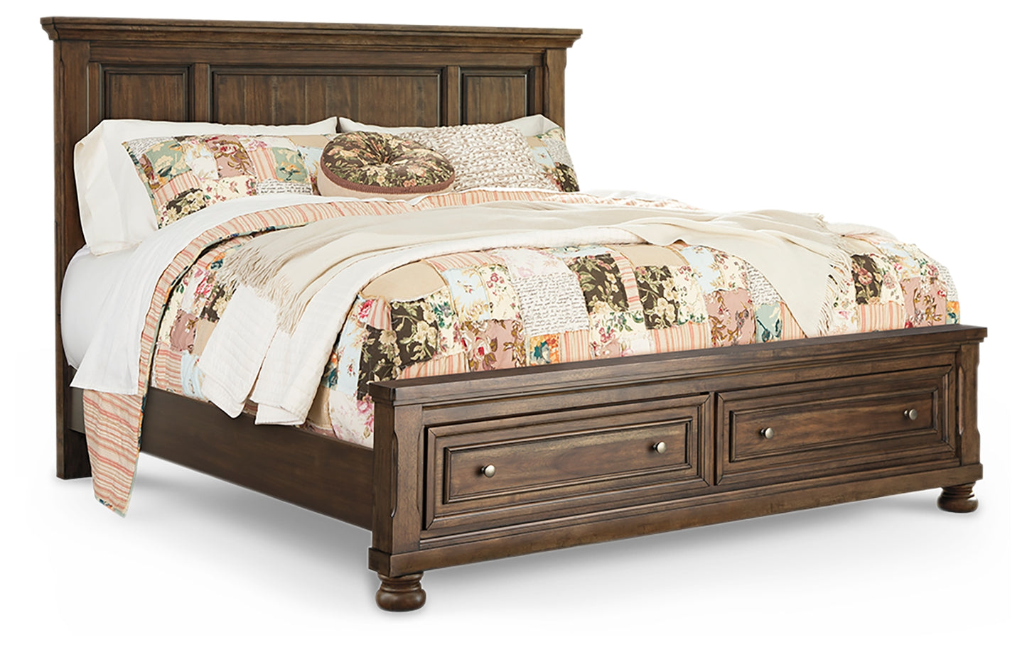 Cama California King con paneles y dos cajones de almacenamiento de Flynnter