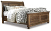 Cama Queen tipo trineo Flynnter, tocador, espejo y dos mesitas de noche
