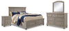 Cama Lettner Queen con almacenamiento, tocador, espejo y mesita de noche