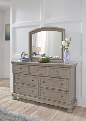 Cama Lettner Queen con almacenamiento, tocador, espejo y mesita de noche