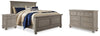 Cama Queen con paneles, cómoda y mesita de noche Lettner