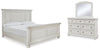 Cama Queen Robbinsdale con paneles, tocador y espejo