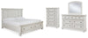Cama Queen Robbinsdale con almacenamiento, tocador, espejo y cómoda