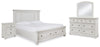 Cama Queen Robbinsdale con almacenaje, tocador, espejo y mesita de noche