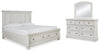 Cama Queen Robbinsdale con almacenamiento, tocador y espejo