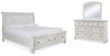 Cama con almacenamiento, tocador y espejo Robbinsdale King Sleigh