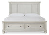 Cama Queen Robbinsdale con almacenaje, tocador, espejo y mesita de noche