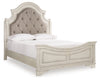 Realyn Queen Upholstered Panel Bed, Dresser, Mirror and 2 Nightstands