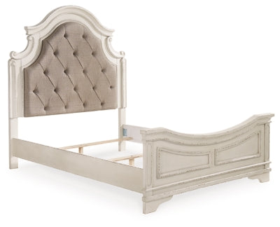 Realyn Queen Upholstered Panel Bed and Chest