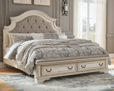 Cama y cómoda con paneles de almacenamiento Realyn King