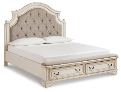 Cama y cómoda con paneles de almacenamiento Realyn King