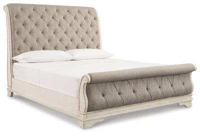 Realyn King Sleigh Bed, Dresser Mirror and Nightstand