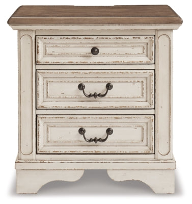 Realyn Queen Upholstered Panel Bed, Dresser, Mirror, Chest and 2 Nightstands