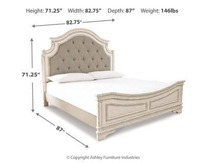 Cama tapizada Realyn King con paneles