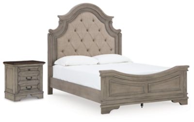 Cama Queen con paneles y mesita de noche Lodenbay