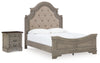 Cama Queen con paneles y mesita de noche Lodenbay