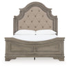 Cama Queen Lodenbay con paneles tapizados, tocador, espejo y dos mesitas de noche