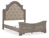 Cama Queen tapizada con paneles, tocador, espejo, cómoda y mesita de noche Lodenbay