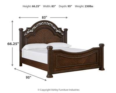 Cama con dosel Lavinton King, tocador, espejo, cómoda y dos mesitas de noche