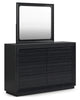 Cama California King con paneles, tocador y espejo Londer