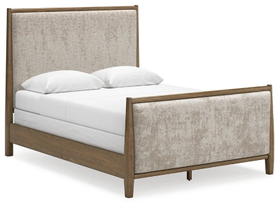 Cama Queen tapizada, tocador y espejo Roanhowe