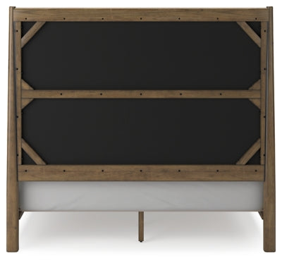 Cama Queen tapizada, tocador y espejo Roanhowe