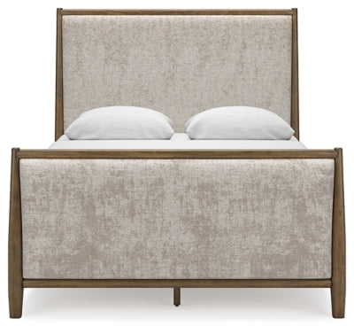 Cama Queen tapizada, tocador y espejo Roanhowe