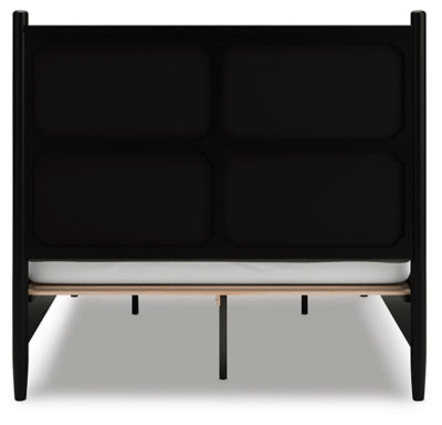 Cama Queen Portdown con almacenamiento y paneles tapizados