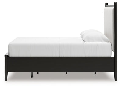 Cama Queen Portdown con almacenamiento y paneles tapizados