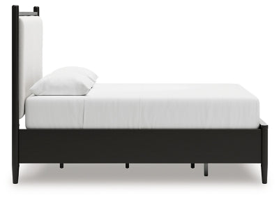 Cama Queen Portdown con almacenamiento y paneles tapizados