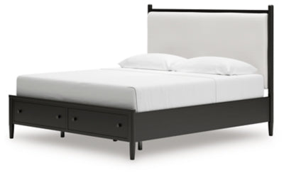 Cama California King con almacenamiento y paneles tapizados Portdown
