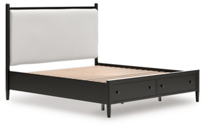 Cama California King con almacenamiento y paneles tapizados Portdown
