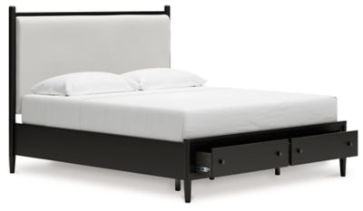 Cama California King con almacenamiento y paneles tapizados Portdown