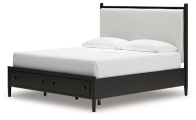 Cama Portdown King con almacenamiento y paneles tapizados